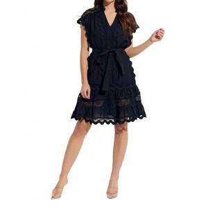 NEW OOLALA vertical wiggle short dress with slip in black